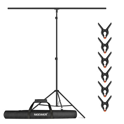 Neewer T-Shape Background Backdrop Support Stand Kit 8.5ft with 4 Spring Clamps
