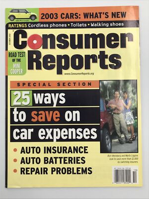 #ad Consumer Reports Back Issue 25 Ways To Save On Car Expenses October 2002 $6.99
