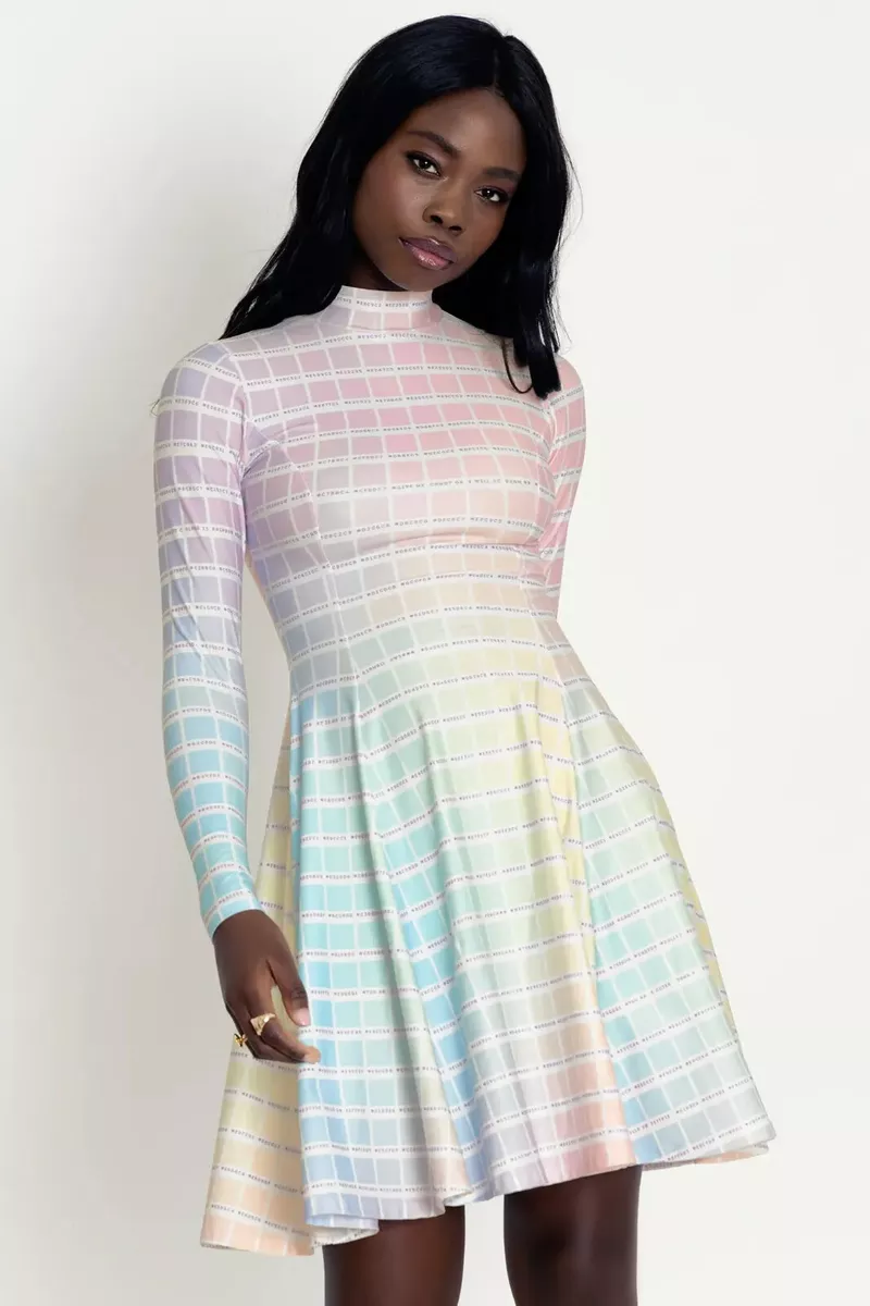 Blackmilk Hex Color Pastel Long Sleeve Evil Longline Dress Size