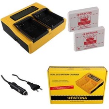 2x Batteria Patona + Caricabatteria Doppio LCD per Canon Digital Ixus 850 IS