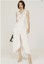 Self-portrait Ivory Lace V-Neck Long Dress Size 4 Dinner Rehearsal Wedding $504