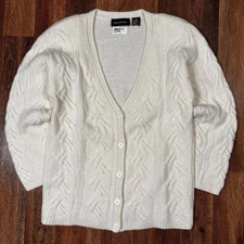 Women's Small Vintage Paul Harris 90s Cable Knit Lambswool Cardigan