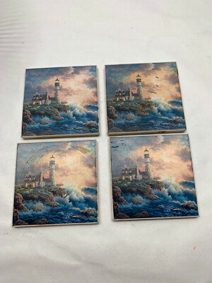 Coasters Sandstone lighthouse design with Cork Backing Set of 4 square