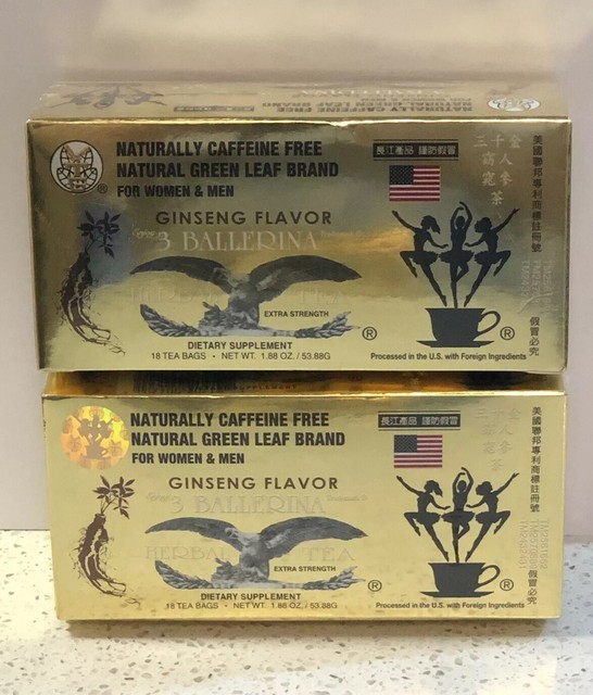 3 Ballerina Tea Dieters Drink Extra Strength Ginseng Slim Power 18 Bags