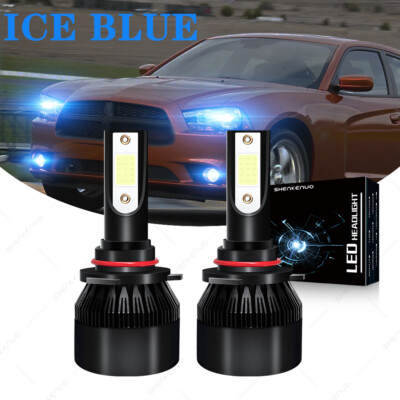 9012 LED Blue 8000K Headlight High Low Beam for 2015-2020 Dodge Charger C9