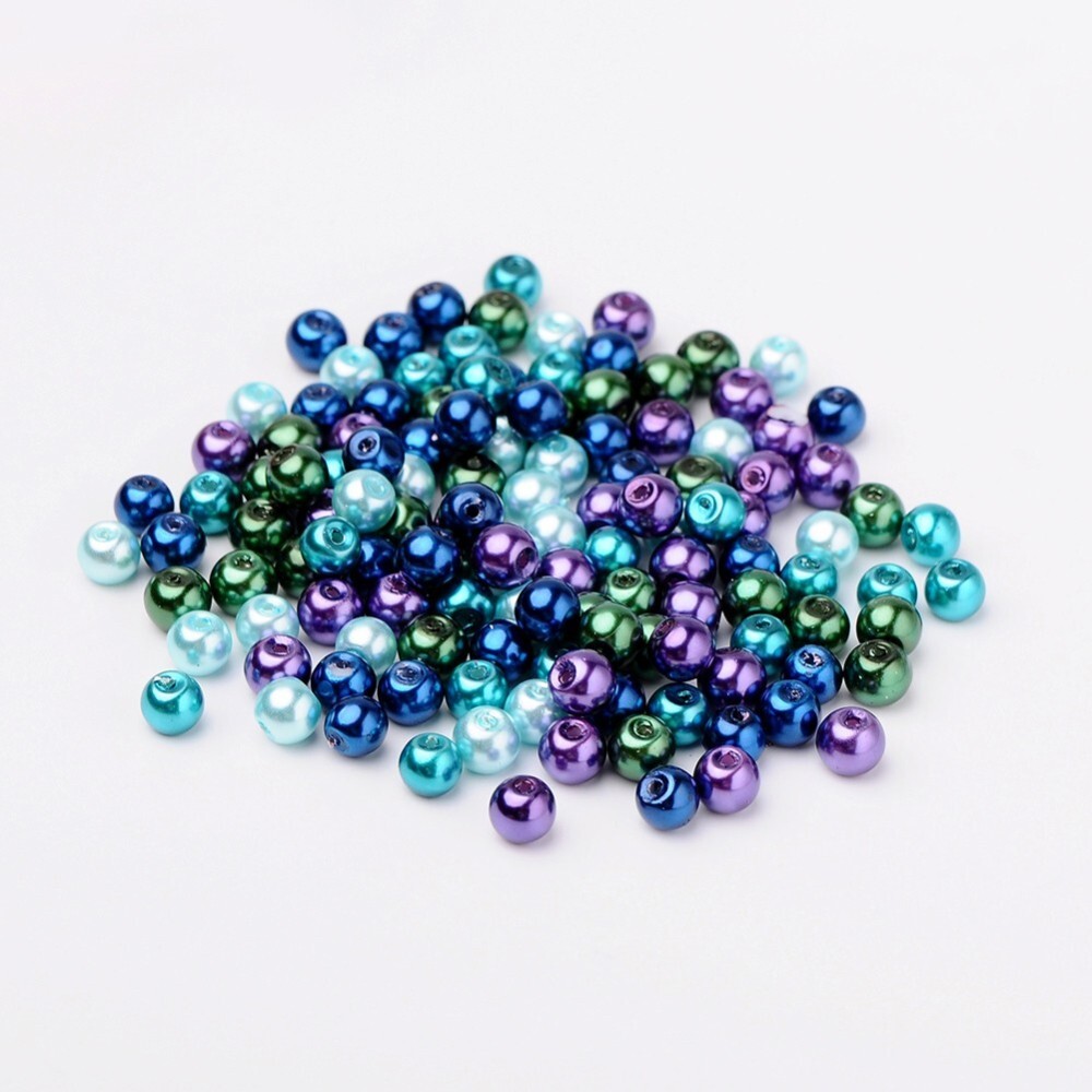Glass Beads On Sale 100 Mixed Silver Blue Pearlized Glass Beads - 6mm Round Spacer Beads For Jewelry Making 6mm Beads Blue - Foto 10
