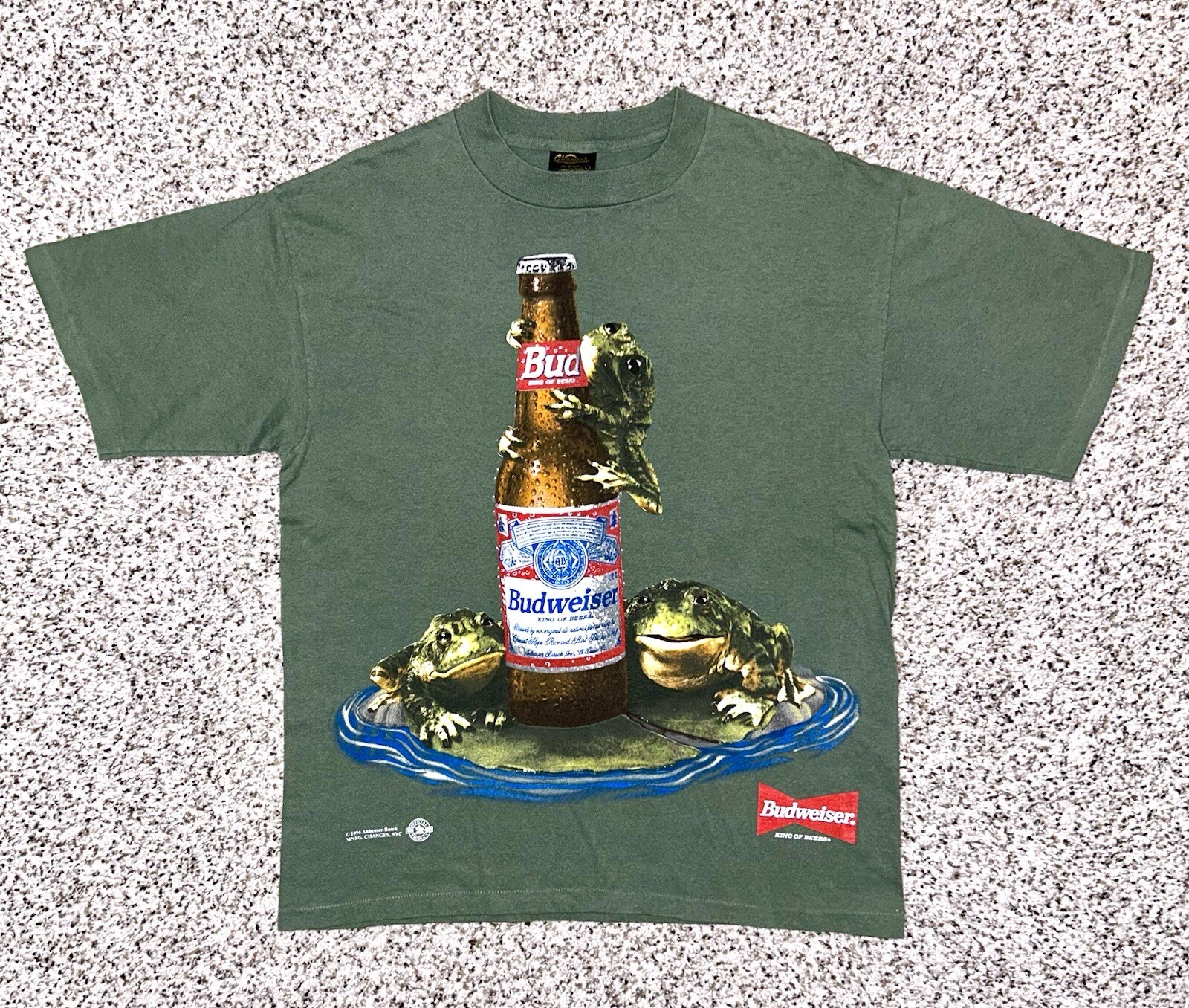 Vintage 90s Budweiser Jump On A Bud Frogs Shirt Mens Large Made In USA