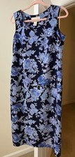 Norton McNaughton Dress Blue Floral Sundress Coastal Vintage 90's Women's Small