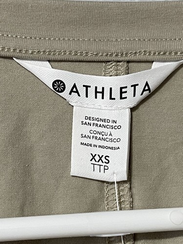 NWT Athleta Womens Size XXS Tan Effortless Tee Dress V Neck Ruched Stretch - Picture 2 of 13