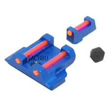 Dark Blue Anodized Aluminum Front & Rear Sight with Red Fiber Optic For Gl0ck 