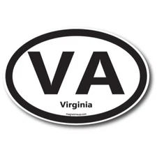 VA Virginia US State Oval Magnet Decal, 4x6 Inches, Automotive Magnet for Car
