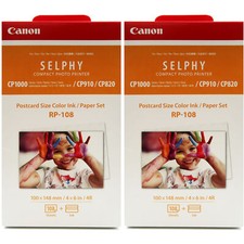 2 Unit Canon RP-108 High-Capacity Color Ink / Paper Set for SELPHY CP910 Printer