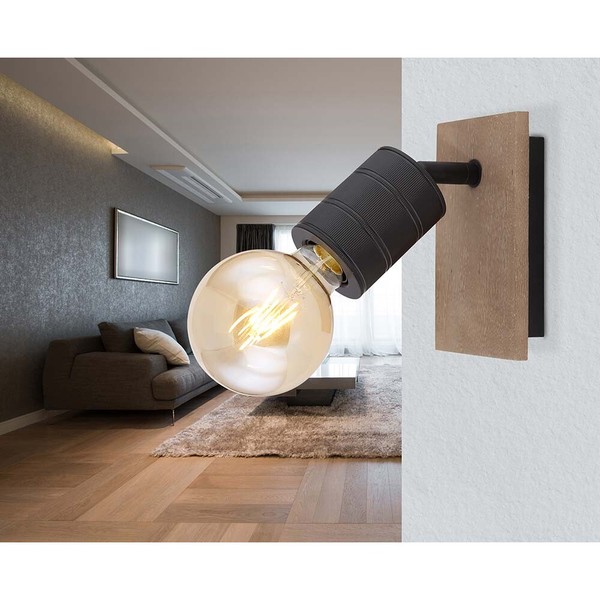 Spotstrahler Wandleuchte Verstellbar Schlafzimmerlampe Holz Schwarz Wandlampe-image