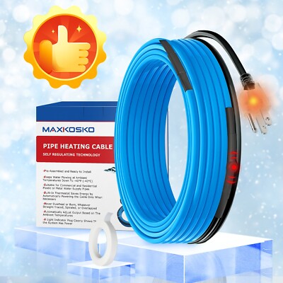 MAXKOSKO Heat Trace Cable for Pipe Freeze Protection, Self-Regulating
