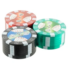 3PC 1.6" Poker Chip Style Herb Grinder 3 Piece Metal Grinder for Herbs and Spice