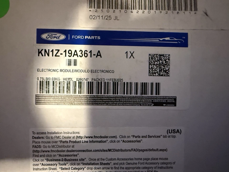 Sistema de seguridad Ford OEM 18-20 Ranger F-150 P/N KN1Z-19A361-A Foto 2 de 3