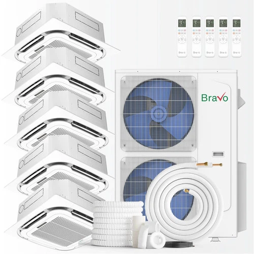 Bravo 5-Zone Mini Split AC & Pump 42000 BTU Ceiling Cassette 9K+12K+12K+12K+18K