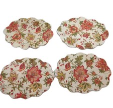 4 Tovagliette Trapuntate Smerlate Ovali Righe Floreali Reversibili Campagna Francese 