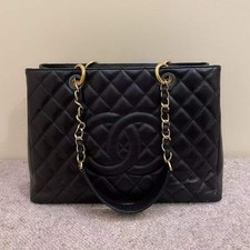 Chanel GST Grand Shopping Tote Black Caviar Leather Gold HW Bag