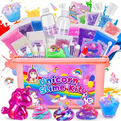 Einhorn Schleim Set, Schleimbastelset Spielzeug für 6 7 8 9 10 11 12 Jahre