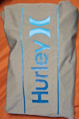 Hurley Men's UPF 50+ Quick Dry Gray Blue Logo Jersey T-Shirt Size L
