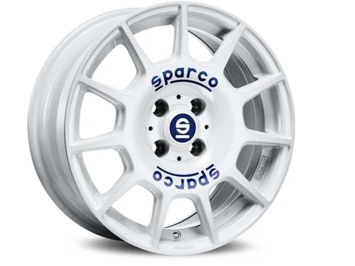 Sparco Terra Alloy Circle in 7.5x17 ET48 Drilling 5x100 White Blue Lettering