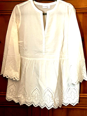 Bodyflirt Size 14 / 16 Ivory Broderie Trim 100% Cotton Tunic TOP Boho Prairie