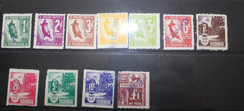 1955  TASMANIA STAMP DUTY STAMP COLLECTION TO £1 - FINE USED