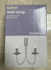 Image of GoodHome Suhel Wall Lamp Double Bulbs 220-240V E14 Chrome