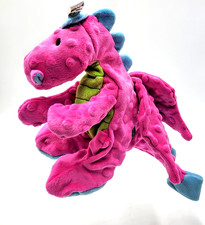 GoDog Dragon Large Pink Plush Squeaky Interactive Toss  Shake Dog Toy