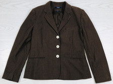 Chaps Ralph Lauren Linen Blazer 12 Brown Pin Stripe Linen Cotton Blend 3 Button