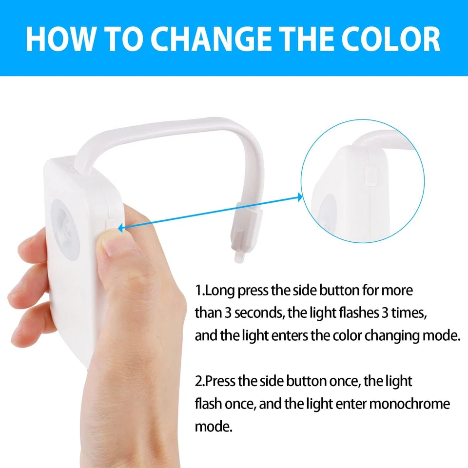 Luce a LED per WC a 32 Colori - Lampada Notturna per Water, Lampada Dal Sensore  - Immagine 3 di 4
