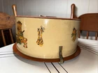 Vintage Mid Century Decoware Metal Embossed Cake Pie Carrier Tin Distressed