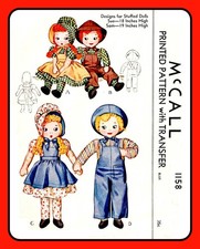 Vintage 1944 Doll Pattern: Country Boy  Girl with Clothes McCall 1158
