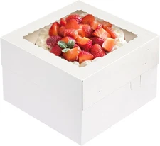 Moretoes 15Pcs Cake Boxes, 12x12x8 Inch White Bakery Boxes with Window 