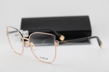 NEW FURLA VFU769 COL.02AM GOLD BLACK GUNMETAL AUTHENTIC EYEGLASSES 56-18
