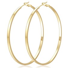Large Gold Plated Hoop Earrings for Women 14K Gold Plated Hoop Earrings Hypoa...