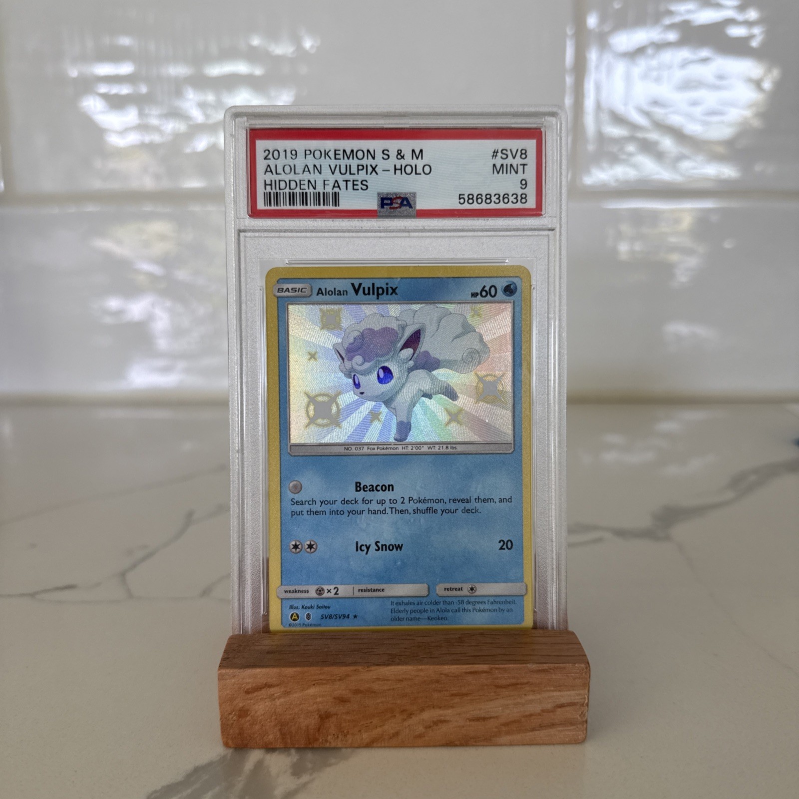2019 Pokemon Sun & Moon Hidden Fates Alolan Vulpix Holo #SV8 PSA 9