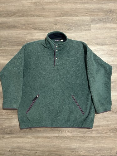 FLAWS VTG 90s Patagonia Men’s Large Green Deep Pile Snap T Synchilla USA RARE - Image 1