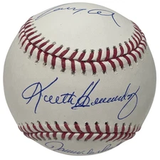 Gary Cohen Keith Hernandez Ron Darling Triple Signed ROMLB Baseball Mets PSA COA