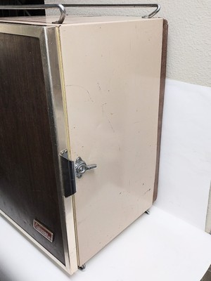 Vintage Coleman Upright Cooler 3-Way Fridge Tan/Wood Grain, Metal