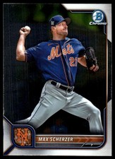 Max Scherzer 2022 Bowman Chrome #62 New York Mets FREE SHIPPING AutographDen