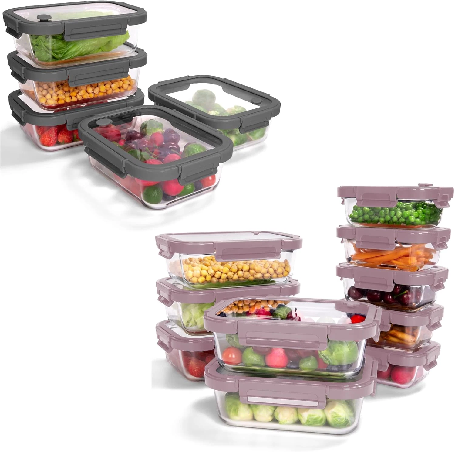 15-Pack Airtight Glass Food Storage Containers - Oven-Safe & Leak-Proof