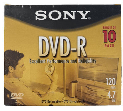 Sony DVD-R 10 Pack 120 Min 4.7 GB Recordable Media Blank Disc