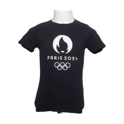 Paris 2024, T-shirt, Größe: 110, Schwarz, Baumwolle, Print, Unisex (Kinder) #jpm