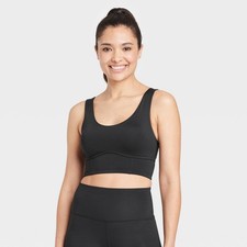 Light Support Brushed Sculpt Bold Stitch Sports Bra All in Motion Black S A17