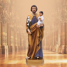 8" Statue di San Giuseppe e Gesù Bambino Statuette di culto Home Desk