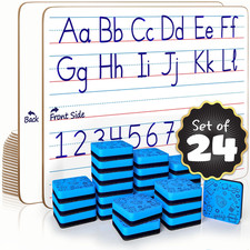 Scribbledo 24 Pack Double Sided Whiteboard Lined Dry Erase Boards For Kids
