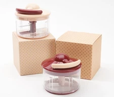 Kuhn Rikon 2-Cup Pull Chops Set of 2 with Gift Boxes BRICK RED/SAND K48049 NEW