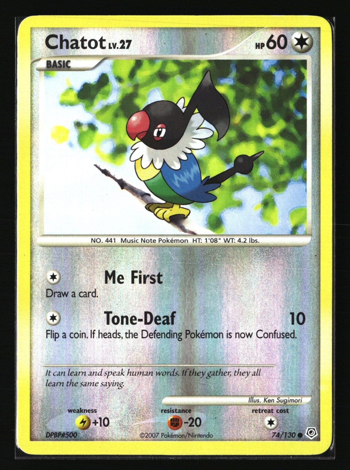 Pokemon CHATOT 74/130 Reverse Holo (2007 Diamond and Pearl) LP/Light Play
